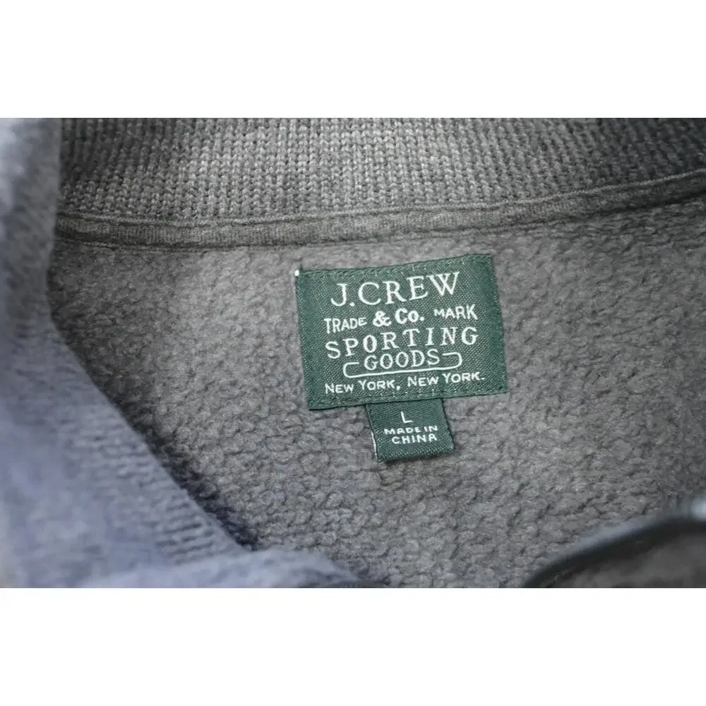 J Crew Sporting Goods 1/4 Zip Fleece Sweater‎ Gray Casual Prep Mens Sz Large